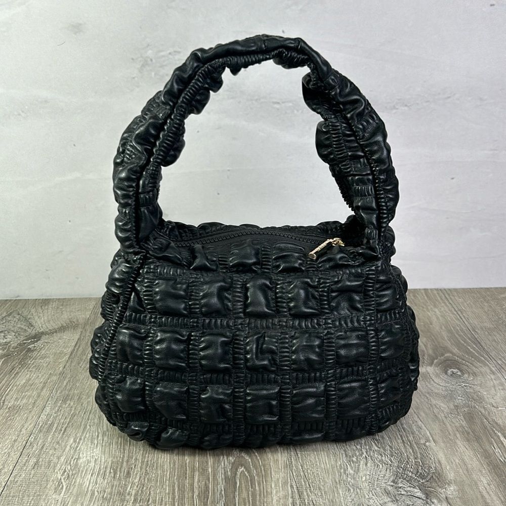 Jason Wu Black Quilted Ruched Top-Handle Shoulder Bag